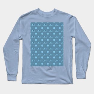 Blue Mini Bow & Polka Dot Pattern Long Sleeve T-Shirt